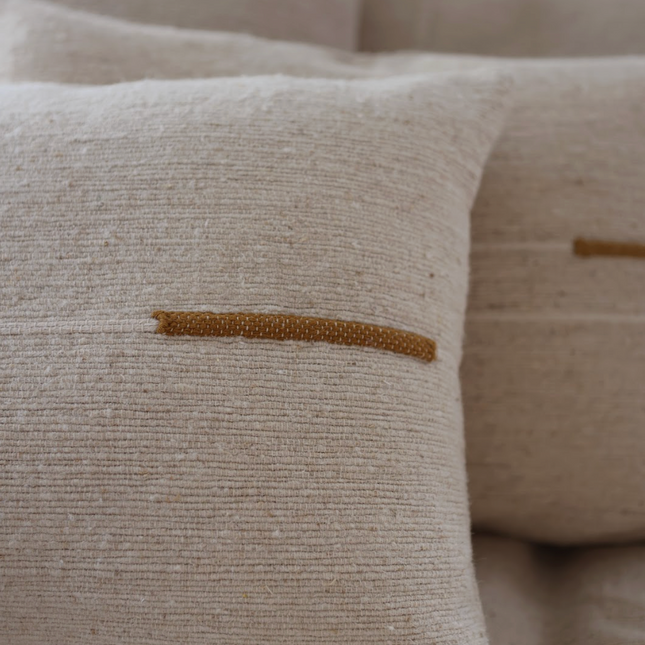 Sema cushion, Ocher white line, 16x24