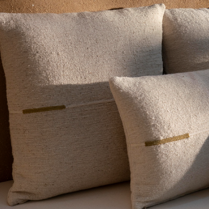 Sema Organic Nettle Cushion, Olive White Line, 24x24