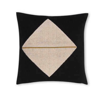 Origami Throw Pillow in Organic Cotton, Black with Off-White