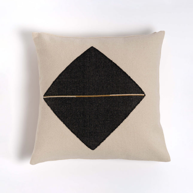 Origami Throw Pillow in Off-White with Black