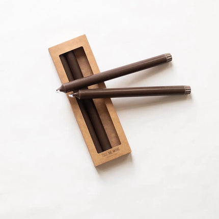 Taper Candles, 4 Pack, Brown