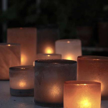 Votive Candle Holder in Frosted White Glass