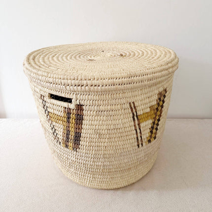 22" Lidded Turkana Basket: Mustard & Brown