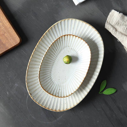 Gohobi Handmade Ceramic Japanese Style Oval Plate: Small