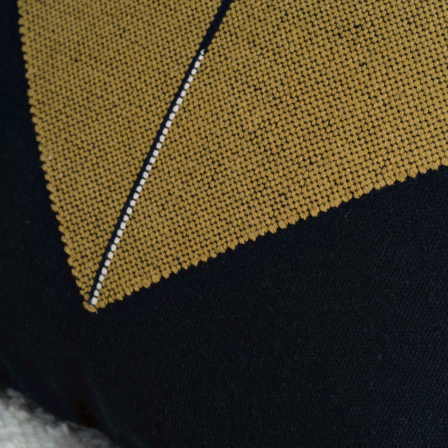 Origami Throw Pillow in Organic Cotton: Black with  Mekong,