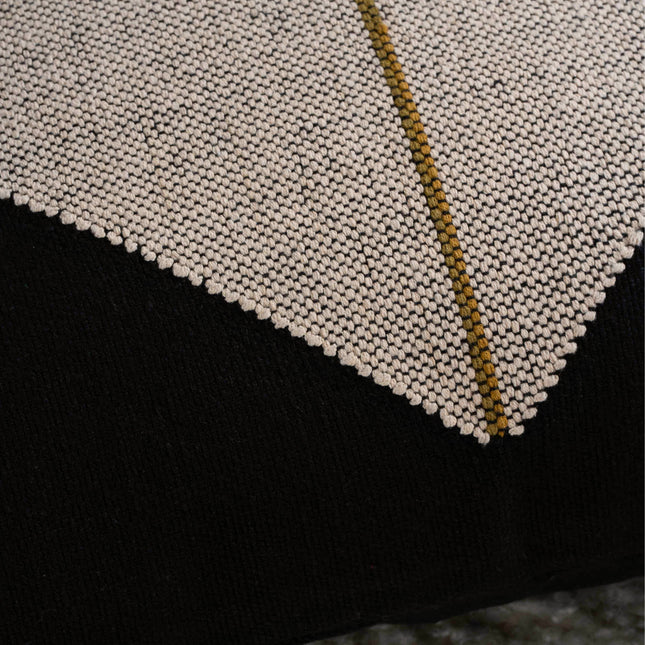 Origami Throw Pillow in Organic Cotton, Black with Off-White