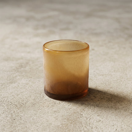 Hurricane Lamp in frosted amber glass