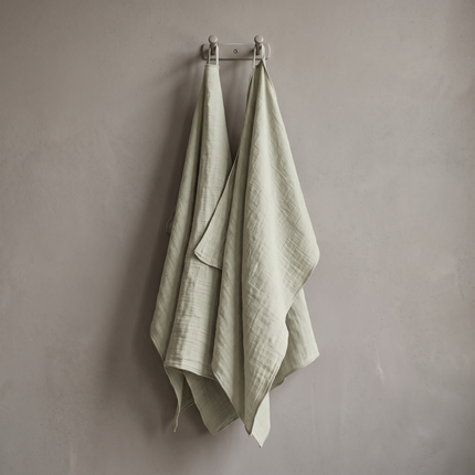 GAÏA Collection, Gauzed Cotton Kitchen Towels, Set of 2 in Vert d'eau (light green)