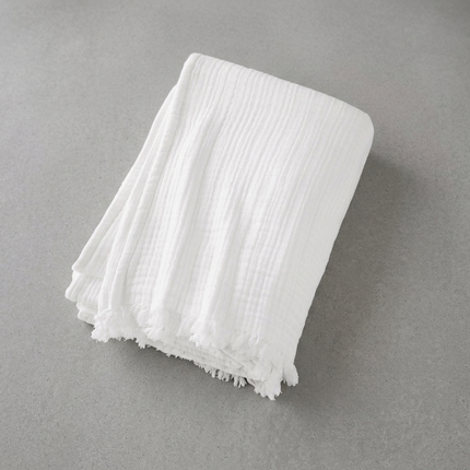 GAÏA Collection, Lightweight Cotton Fringed Throw in Chantilly (white)